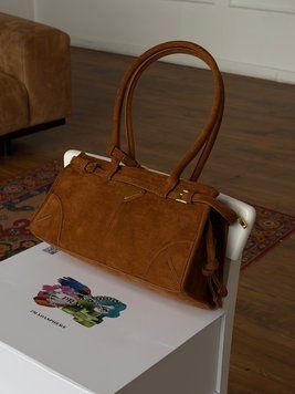 Жіноча сумка Prada Bonnie Medium Suede Handbag Caramel Premium фото