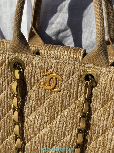 Жіноча сумка Chanel Raffia Bolsa de Playa Bolsa Tote Bolsa con Cadena Reg Premium фото