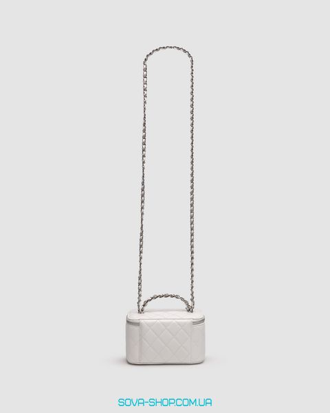 Женская сумка Chanel Classic White Lambskin Pearl Crush Vanity Bag Silver Premium фото