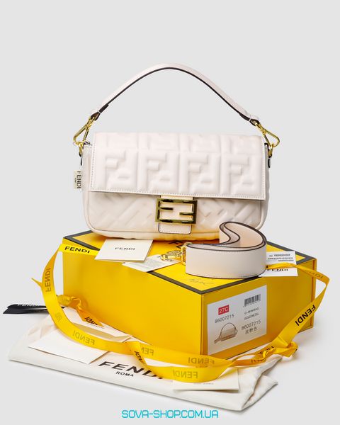 Жіноча сумка Fendi Baguette Cream Leather Bag Premium фото