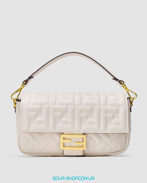 Женская сумка Fendi Baguette Cream Leather Bag Premium фото