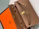 Женская сумка Hermes Kelly Pochette Brown/Gold Premium re-11426 фото 11