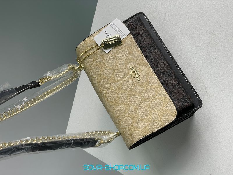 Жіноча сумка Coach Mini Klare Crossbody in Signature Canvas Beige/Brown Premium фото