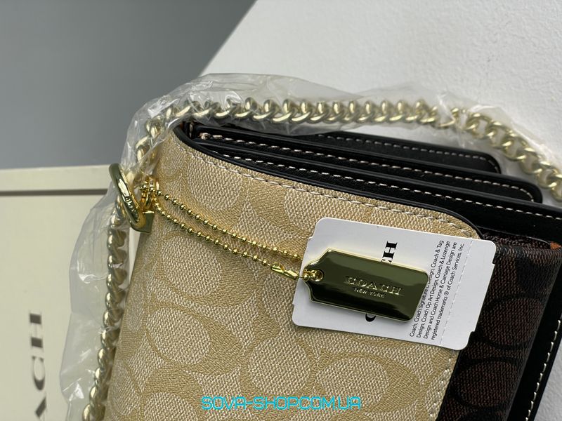 Женская сумка Coach Mini Klare Crossbody in Signature Canvas Beige/Brown Premium фото