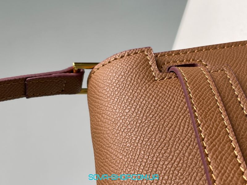 Жіноча сумка Hermes Kelly Pochette Brown/Gold Premium фото