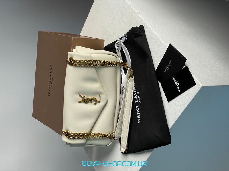 Женская сумка Yves Saint Laurent Calypso In Plunged Lambskin White Premium фото