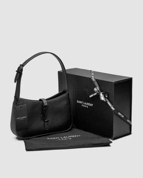 Жіноча сумка Yves Saint Laurent Hobo Le 5 A 7 Leather Shoulder Bag in Black/Black Premium фото