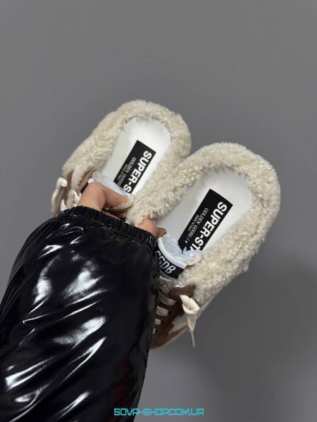 Женские зимние кроссовки GG SUPERSTAR BROWN SUEDE FUR Premium фото