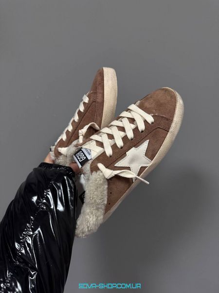 Женские зимние кроссовки GG SUPERSTAR BROWN SUEDE FUR Premium фото
