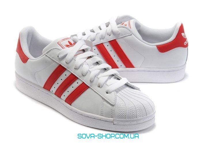 Женские кроссовки Superstar White-Red Women Adidas фото