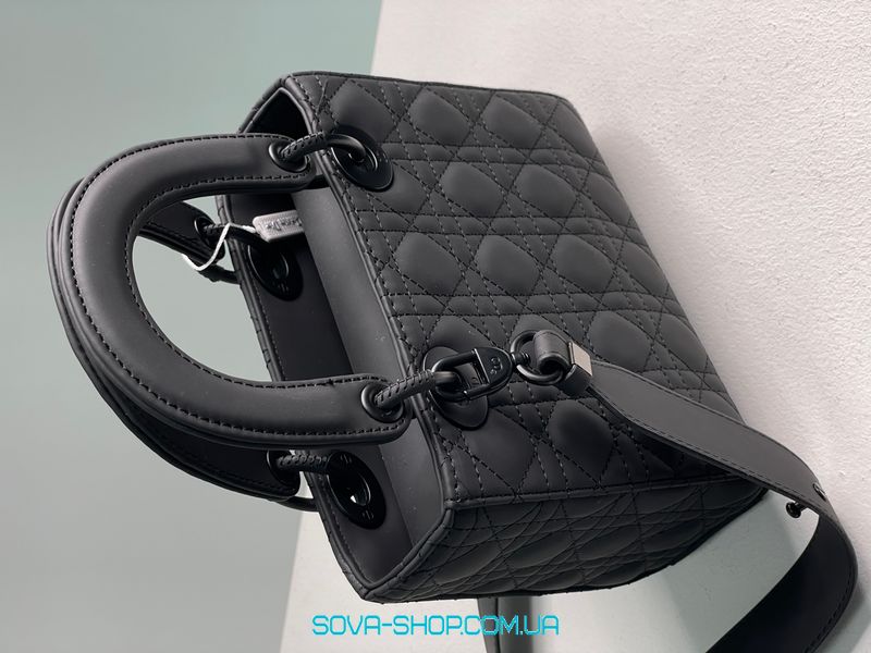 Женская сумка Christian Dior Latte Ultramatte Cannage Calfskin Mini Lady Dior Black Premium фото