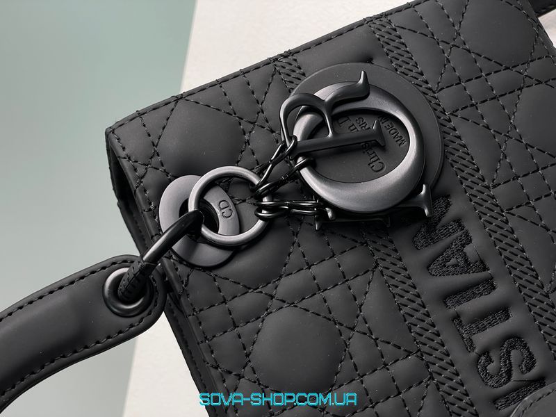 Жіноча сумка Christian Dior Latte Ultramatte Cannage Calfskin Mini Lady Dior Black Premium фото