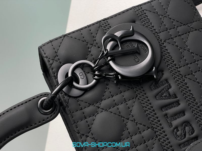 Женская сумка Christian Dior Latte Ultramatte Cannage Calfskin Mini Lady Dior Black Premium фото