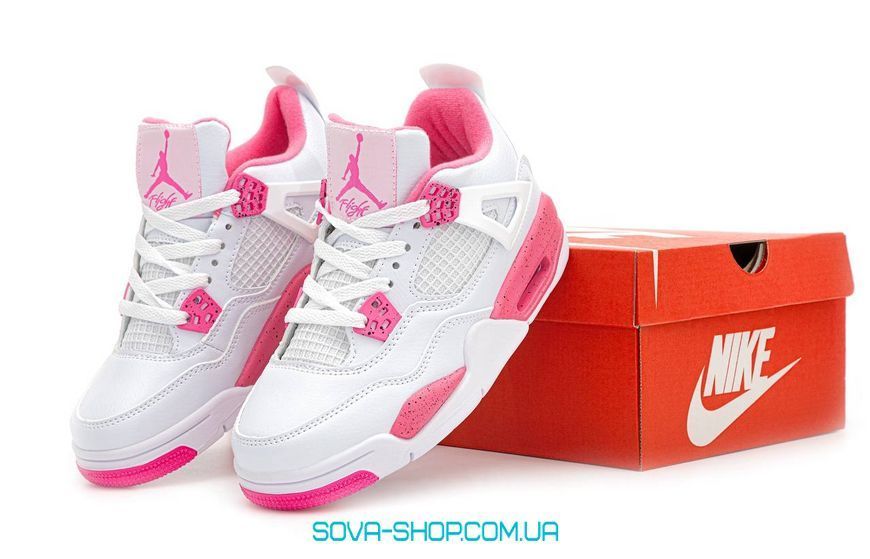 Жіночі баскетбольні кросівки Nike Air Jordan 4 Pink Oreo фото