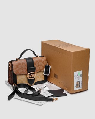 Жіноча сумка Coach Georgie Shoulder Bag In Blocked Signature Canvas Premium фото