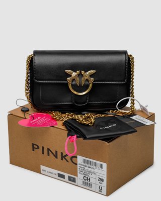 Женская сумка Pinko LoveBag Pocket Simply Black/Antique Gold Premium фото