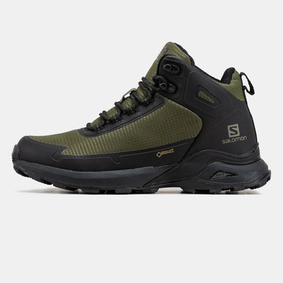 Чоловічі кросівки Salomon Cross Hike FUR❄ Haki Black фото