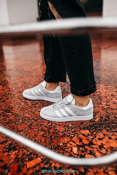 Жіночі та чоловічі кросівки Gazelle Mid Grey/Ftwr White/Gold Metallic Adidas фото