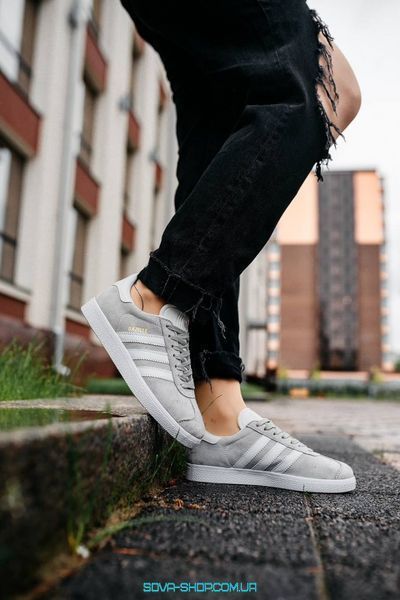 Жіночі та чоловічі кросівки Gazelle Mid Grey/Ftwr White/Gold Metallic Adidas фото