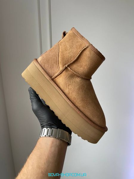 Жіночі зимові ботинки UGG Mini Big Platform Chestnut Premium фото