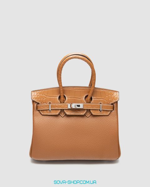 Женская сумка Hermes Birkin 25 Togo Leather Crocodile Brown/Silver Premium фото