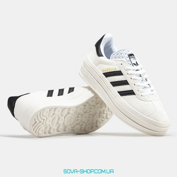 Женские кроссовки Adidas Gazelle Bold Shoes White Black фото