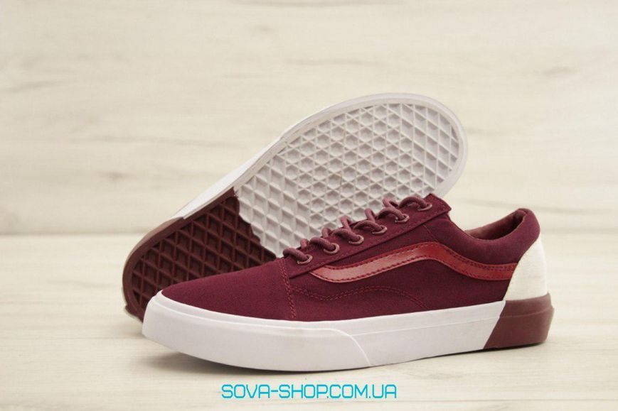 Женские кеды Old Skool Burgundy/White Women V a n s фото