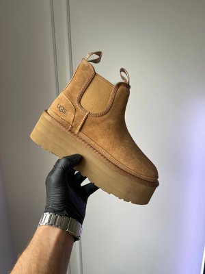 Жіночі зимові ботинки UGG Neumel Chelsea Chestnut Platform PREMIUM фото