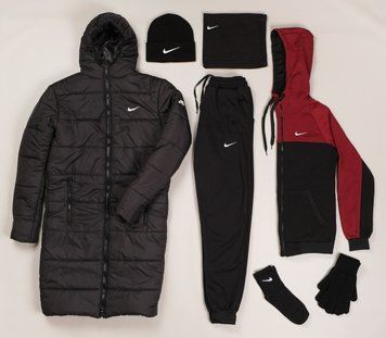 Мужской набор Nike: 6 в 1 ️Парка + Спортивный костюм + шапка + бафф + перчатки + носки фото