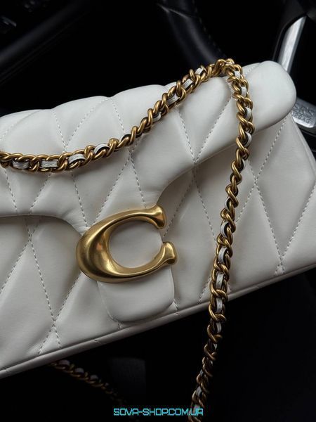 Жіноча сумка Coach Tabby Shoulder Bag 26 With Quilting White/Gold Premium фото