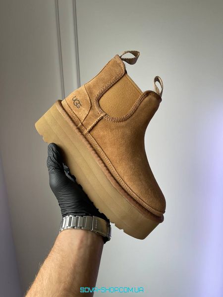 Жіночі зимові ботинки UGG Neumel Chelsea Chestnut Platform PREMIUM фото