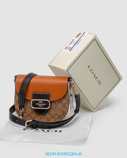 Женская сумка Coach Morgan Saddle Bag In Colorblock Signature Canvas Premium фото