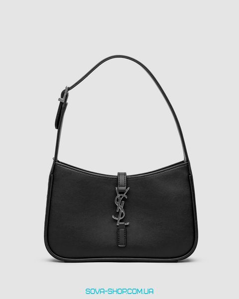 Жіноча сумка Yves Saint Laurent Hobo Le 5 A 7 Leather Shoulder Bag in Black/Silver Premium фото