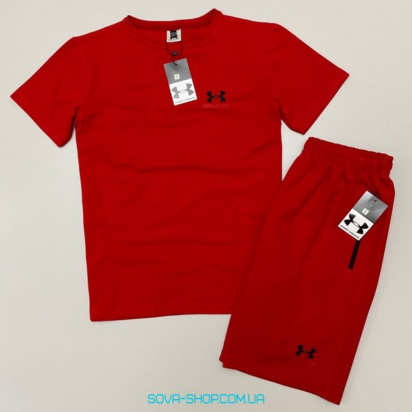 Чоловічий набір : футболка-шорти Under Armour червоний фото