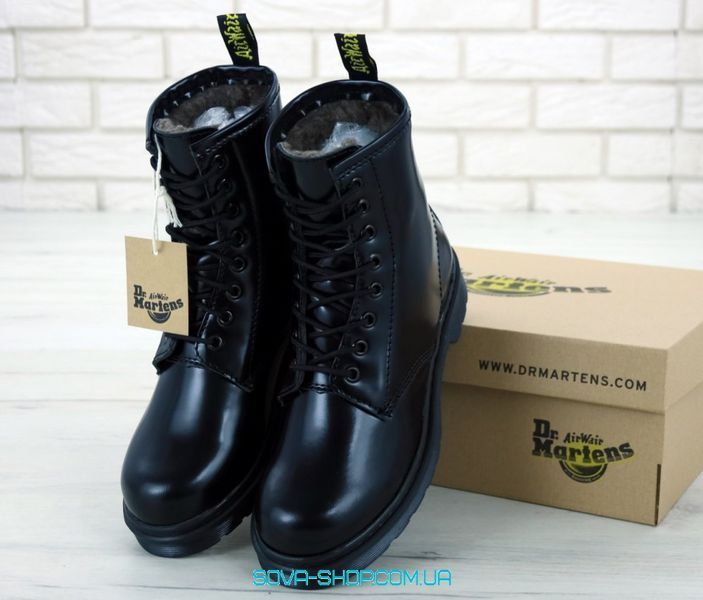 Мужские зимние ботинки (С МЕХОМ) Dr. Martens All Black фото