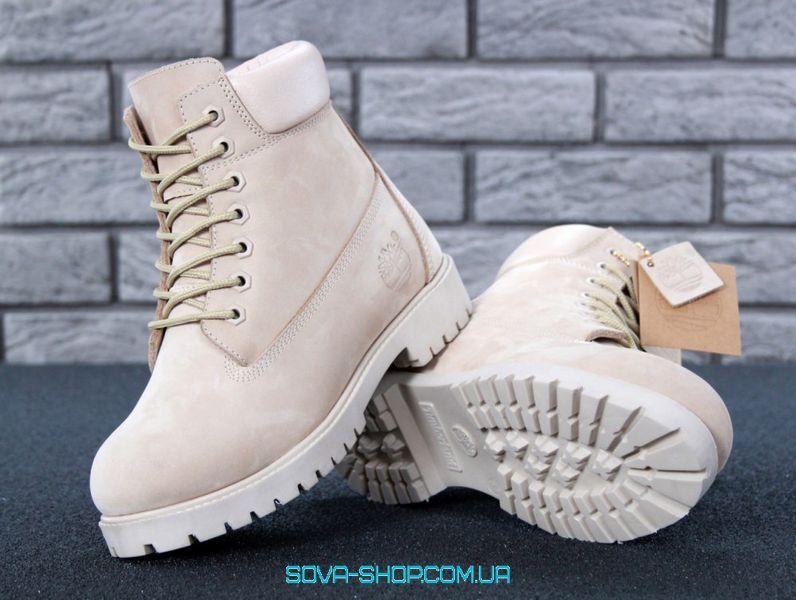 Мужские зимние ботинки (шерстяной мех) Timberland CLASSIC PREMIUM NUBUCK WATERPROOF CREAM фото