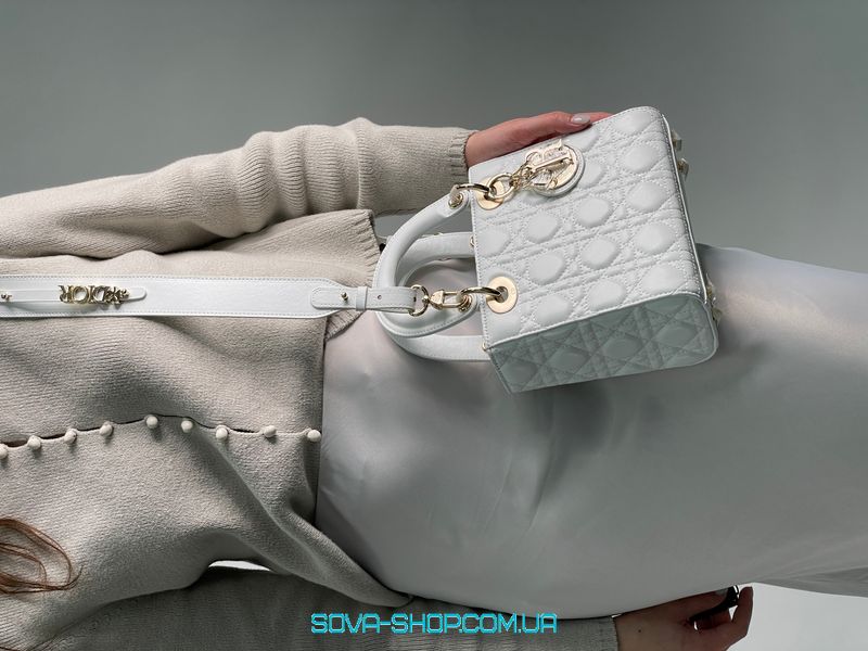 Жіноча сумка Christian Dior Small Lady Dior My ABCDIOR Bag White Premium фото