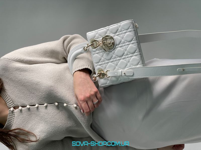 Жіноча сумка Christian Dior Small Lady Dior My ABCDIOR Bag White Premium фото
