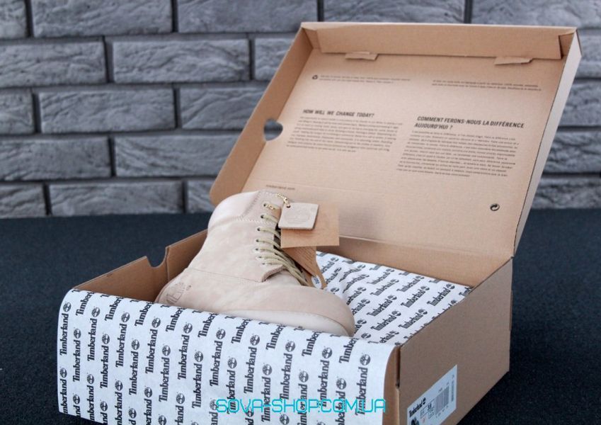 Мужские зимние ботинки (шерстяной мех) Timberland CLASSIC PREMIUM NUBUCK WATERPROOF CREAM фото