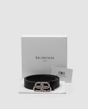 Ремінь Balenciaga Thin Belt in Black Calfskin Silver Premium фото