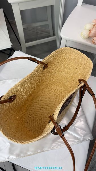 Жіноча сумка Loewe Classic Panier in Raffia and Calfskin Premium фото