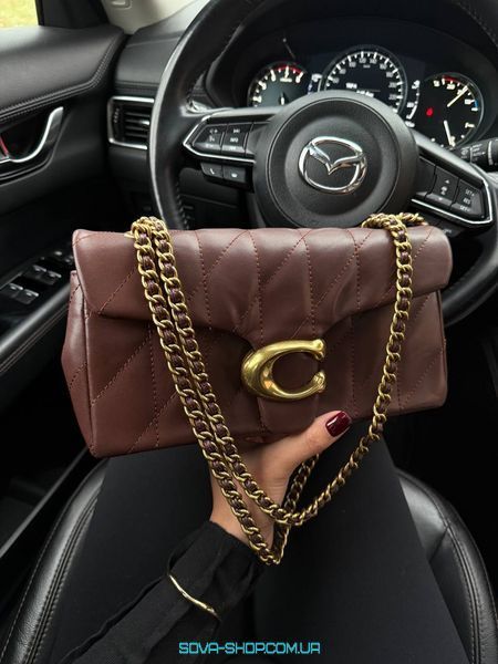 Жіноча сумка Coach Tabby Shoulder Bag 26 With Quilting Brown/Gold Premium фото