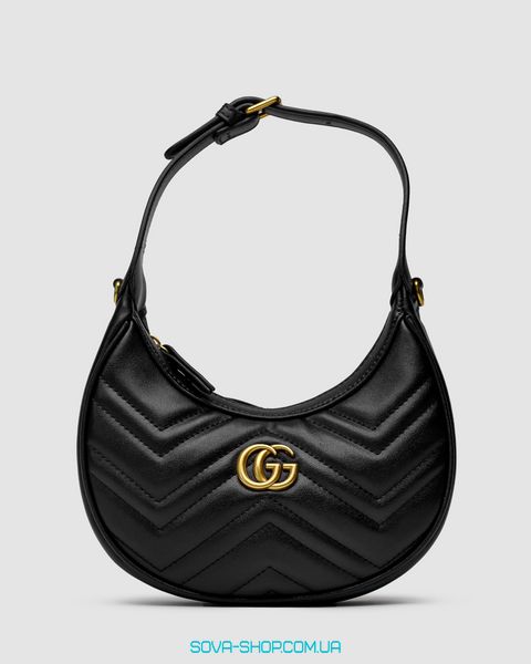 Жіноча сумка Gucci Half Moon Marmont Leather Shoulder Bag Premium фото