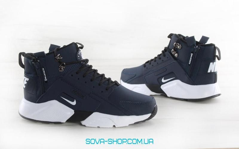 Мужские кроссовки Huarache X Acronym City MID Leather Navy/White Nike фото