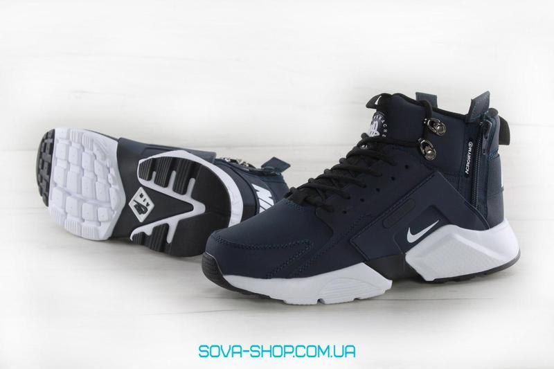 Мужские кроссовки Huarache X Acronym City MID Leather Navy/White Nike фото