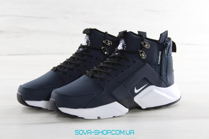 Мужские кроссовки Huarache X Acronym City MID Leather Navy/White Nike фото