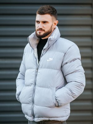 Двостороння зимня куртка Nike Grey White PREMIUM фото