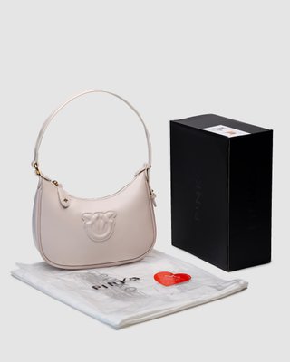 Женская сумка Pinko Half Moon Bag Simply Cream With Leather Buckle Premium фото