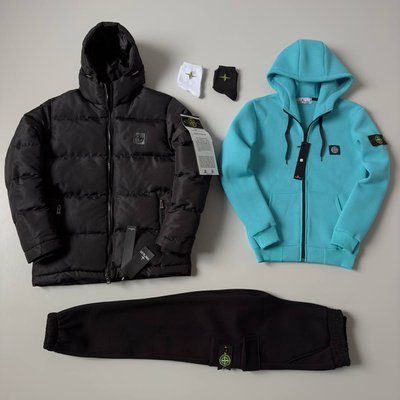 ❄️Мужской и женский набор Stone Island: 5 в 1 ☃ Куртка-зип худи-штаны-2 пары носков фото