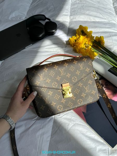 Жіноча сумка Louis Vuitton Pochette Métis Brown Monogram Coated Canvas Gold Premium фото